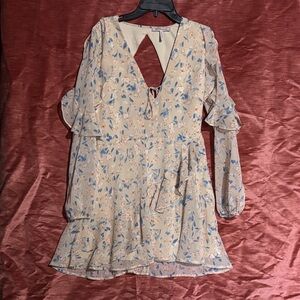 BCBGeneration Beige and Blue Floral Mini Dress